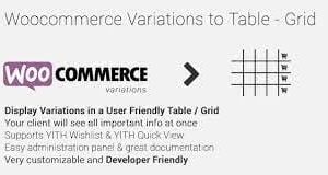 Woocommerce Variations to Table – Grid v1.5.0